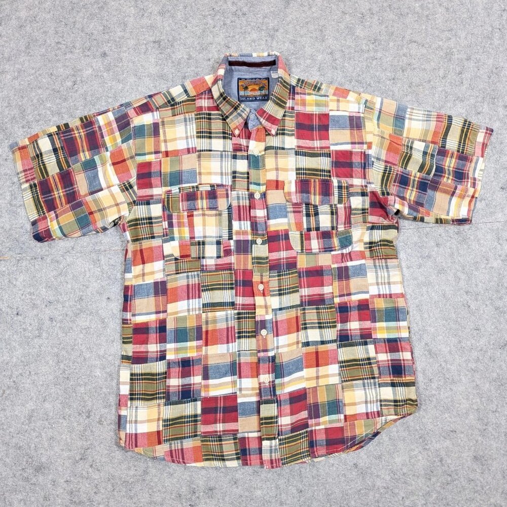 Pusser's West Indies Indian Madras Shirt Size Large Patchwork